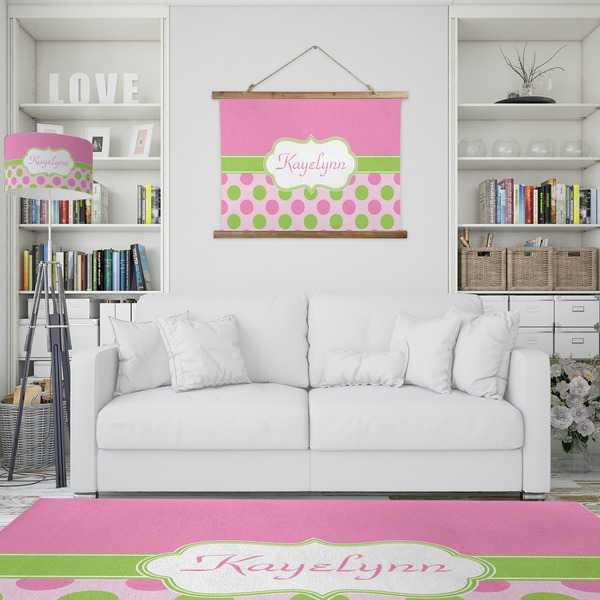 Pink & Green Dots Wall Hanging Tapestry - IN CONTEXT