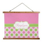 Pink & Green Dots Wall Hanging Tapestry - Wide (Personalized)