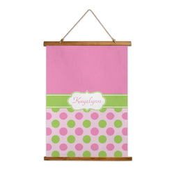 Pink & Green Dots Wall Hanging Tapestry - Tall (Personalized)