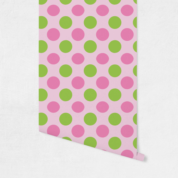 Pink & Green Dots Wallpaper on Wall