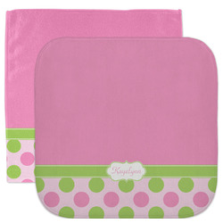Pink & Green Dots Facecloth / Wash Cloth (Personalized)