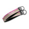 Pink & Green Dots Webbing Keychain FOBs - Size Comparison