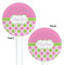 Pink & Green Dots White Plastic 5.5" Stir Stick - Double Sided - Round - Front & Back