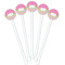 Pink & Green Dots White Plastic 5.5" Stir Stick - Fan View