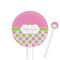 Pink & Green Dots 5.5" Round Plastic Stir Sticks - White - Single Sided (Personalized)