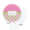 Pink & Green Dots White Plastic 5.5" Stir Stick - Single Sided - Round - Front & Back