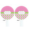 Pink & Green Dots White Plastic 7" Stir Stick - Double Sided - Round - Front & Back