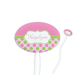 Pink & Green Dots Oval Plastic Stir Sticks (Personalized)