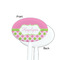 Pink & Green Dots White Plastic 7" Stir Stick - Single Sided - Oval - Front & Back