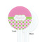 Pink & Green Dots White Plastic 7" Stir Stick - Single Sided - Round - Front & Back