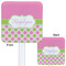Pink & Green Dots White Plastic Stir Stick - Double Sided - Approval