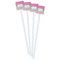 Pink & Green Dots White Plastic Stir Stick - Double Sided - Square - Front