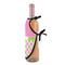 Pink & Green Dots Wine Bottle Apron - DETAIL WITH CLIP ON NECK