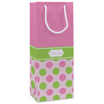 Pink & Green Dots Wine Gift Bags - Gloss (Personalized)