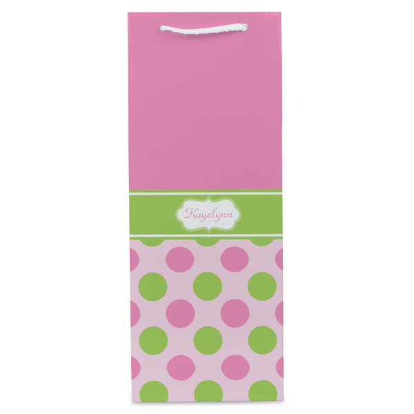 Pink & Green Dots Wine Gift Bag - Matte - Front