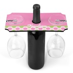 Pink & Green Dots Wine Bottle & Glass Holder (Personalized)