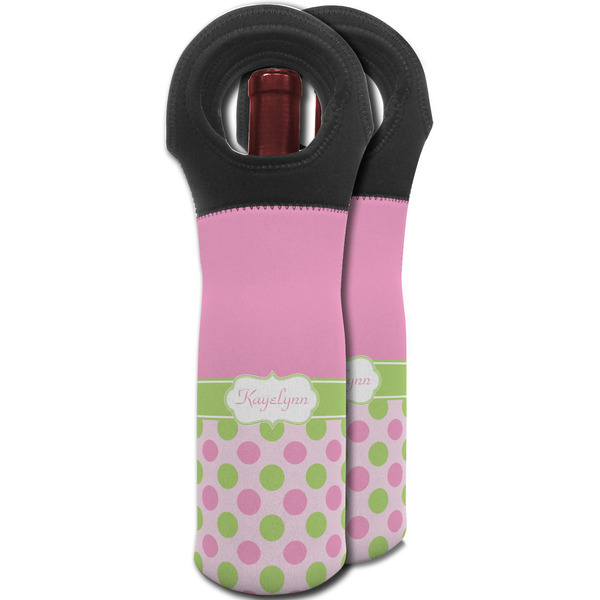 Pink & Green Dots Wine Tote Bag - MAIN
