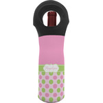 Pink & Green Dots Wine Tote Bag w/ Name or Text