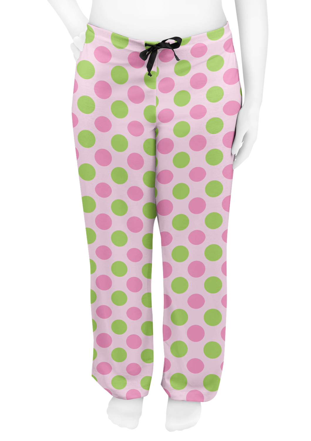 Custom Pink & Green Dots Womens Pajama Pants | YouCustomizeIt
