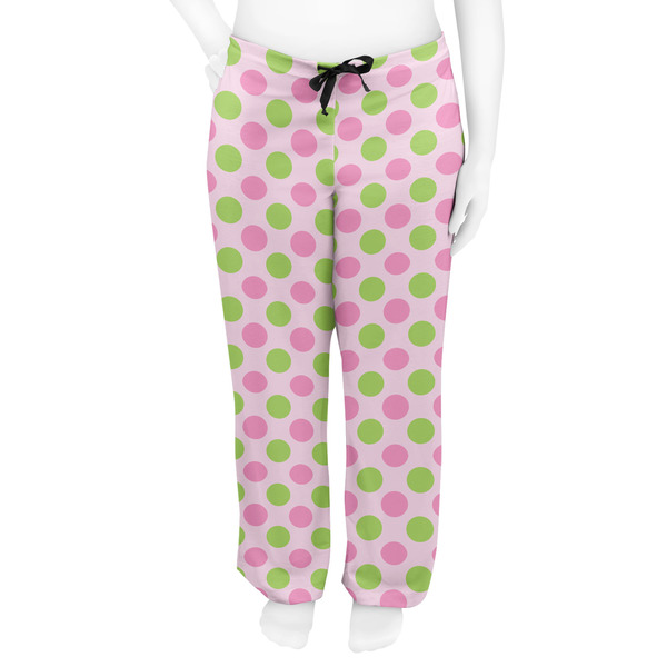Pink & Green Dots Women's Pj on model - Front