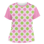 Pink & Green Dots Women's Crew T-Shirt - Small
