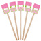 Pink & Green Dots Wooden 6.25" Stir Stick - Rectangular - Fan View