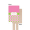 Pink & Green Dots Wooden 6.25" Stir Stick - Rectangular - Single - Front & Back