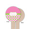 Pink & Green Dots Wooden 6" Food Pick - Round - Single Sided - Front & Back