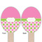 Pink & Green Dots Wooden Food Pick - Oval - Double Sided - Front & Back