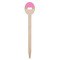 Pink & Green Dots Wooden Food Pick - Oval - Single Pick