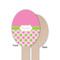 Pink & Green Dots Wooden Food Pick - Oval - Single Sided - Front & Back