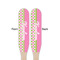 Pink & Green Dots Wooden Food Pick - Paddle - Double Sided - Front & Back