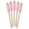 Pink & Green Dots Wooden Food Pick - Paddle - Fan View
