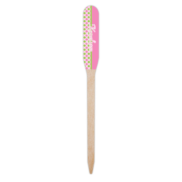 Pink & Green Dots Wooden Food Pick - Paddle - Single Pick