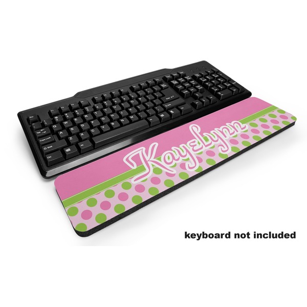 Custom Pink & Green Dots Keyboard Wrist Rest (Personalized)