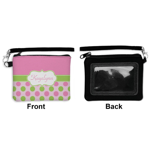Pink & Green Dots Wristlet ID Cases - Front & Back