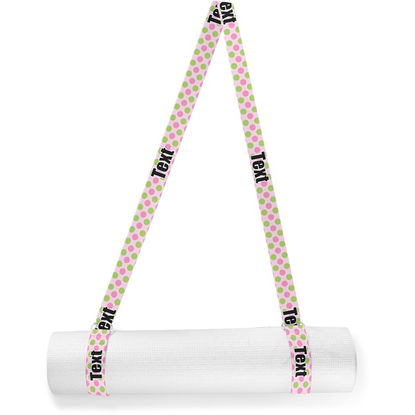 Custom Pink & Green Dots Yoga Mat Strap (Personalized)