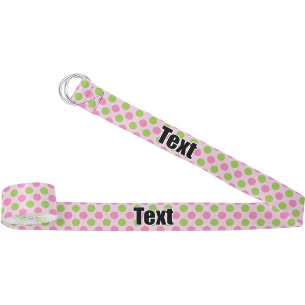 Custom Pink & Green Dots Yoga Strap (Personalized)