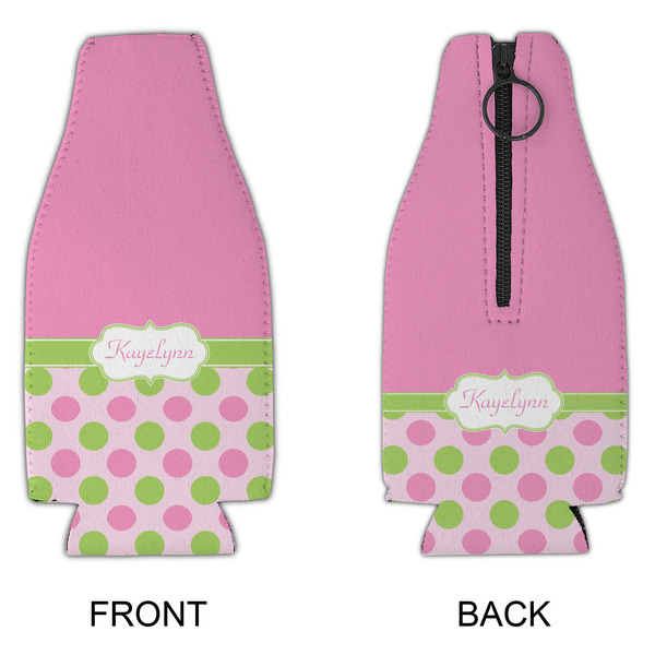 Pink & Green Dots Zipper Bottle Cooler - APPROVAL