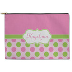 Pink & Green Dots Zipper Pouch (Personalized)