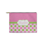 Pink & Green Dots Zipper Pouch - Small - 8.5"x6" (Personalized)