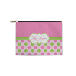 Pink & Green Dots Zipper Pouch - Small - 8.5"x6" (Personalized)