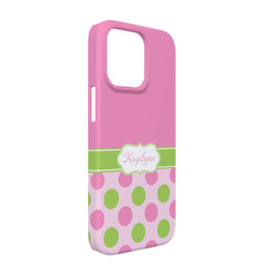 Pink & Green Dots iPhone Case - Plastic - iPhone 13 (Personalized)