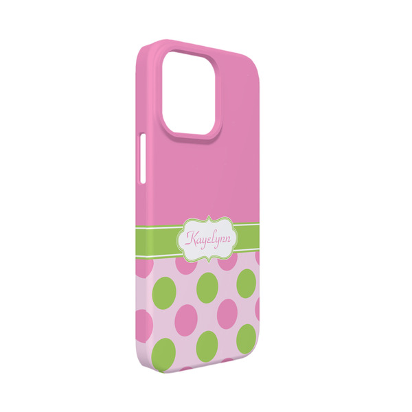 Custom Pink & Green Dots iPhone Case - Plastic - iPhone 13 Mini (Personalized)