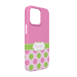 Pink & Green Dots iPhone Case - Plastic - iPhone 13 Pro (Personalized)