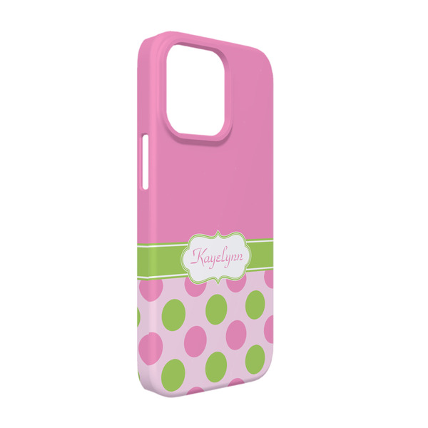 Custom Pink & Green Dots iPhone Case - Plastic - iPhone 13 Pro (Personalized)