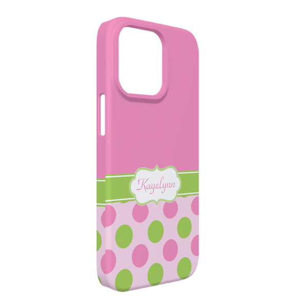 Custom Pink & Green Dots iPhone Case - Plastic - iPhone 13 Pro Max (Personalized)
