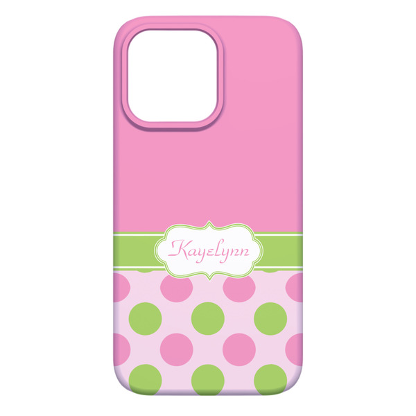 Pink & Green Dots iPhone 13 Pro Max Case - Back