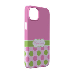 Pink & Green Dots iPhone Case - Plastic - iPhone 14 (Personalized)