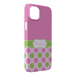 Pink & Green Dots iPhone Case - Plastic - iPhone 14 Plus (Personalized)
